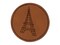 Eiffel Tower Paris France Doodle Round Iron-On Engraved Faux Leather Patch Applique - 2.5"